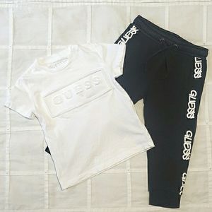 💙 GUESS - Black Sweatpants & White Tshirt - Size 2T